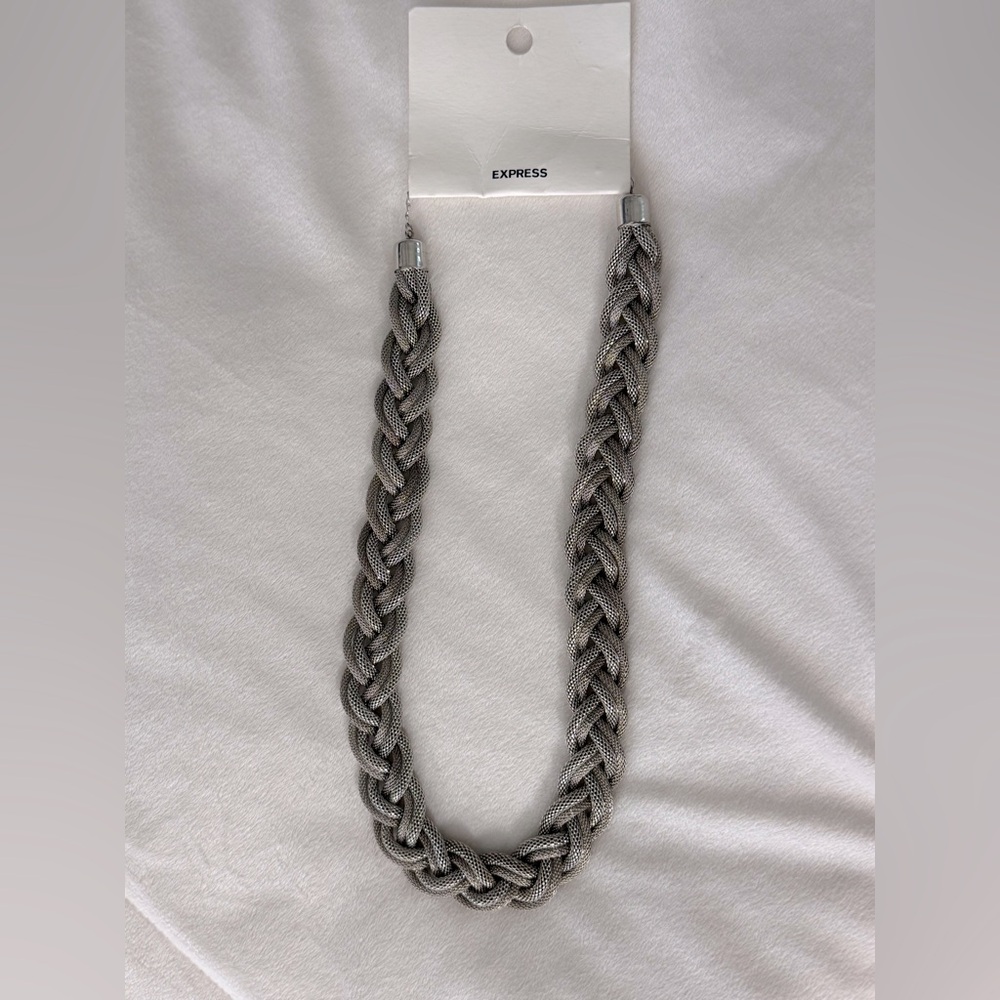 Express silver two tone snake chain braided necklace NWT